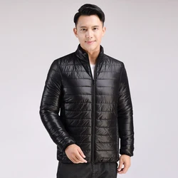 Brand Fashion Men Casual Down Jacket Spring Winter Coats Solid Color Male Stand Collar Outerwear Size M-5XL