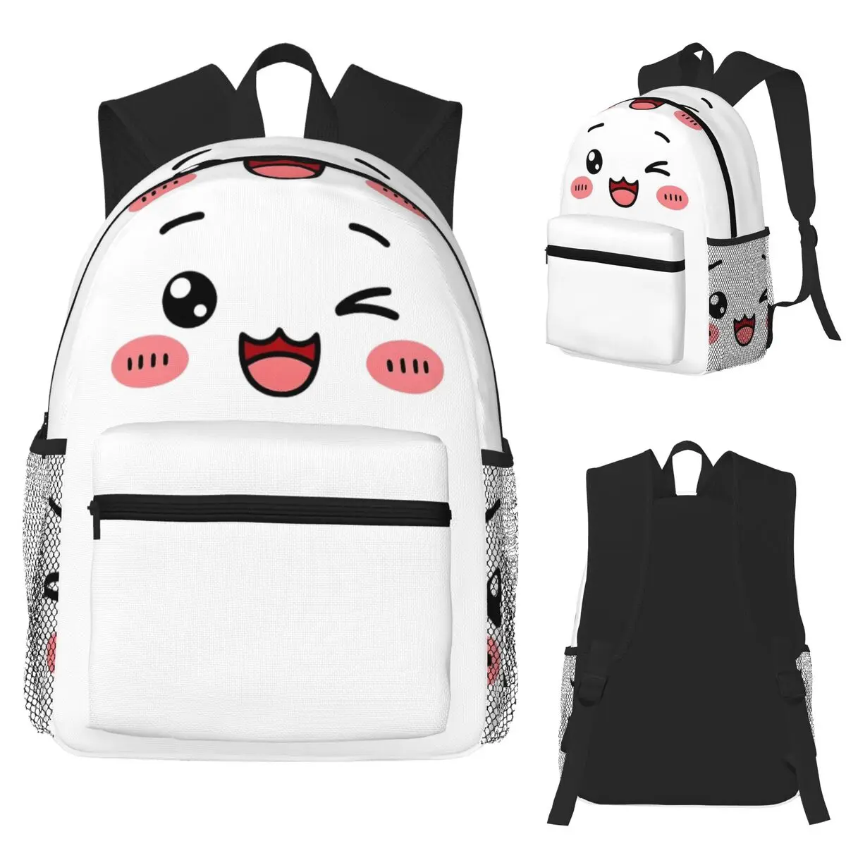 

Kawaii Winking Face Student Backpack School Bag Hiking Travel Daypack for Men Women Fashion Bookbag Shoulder Bags