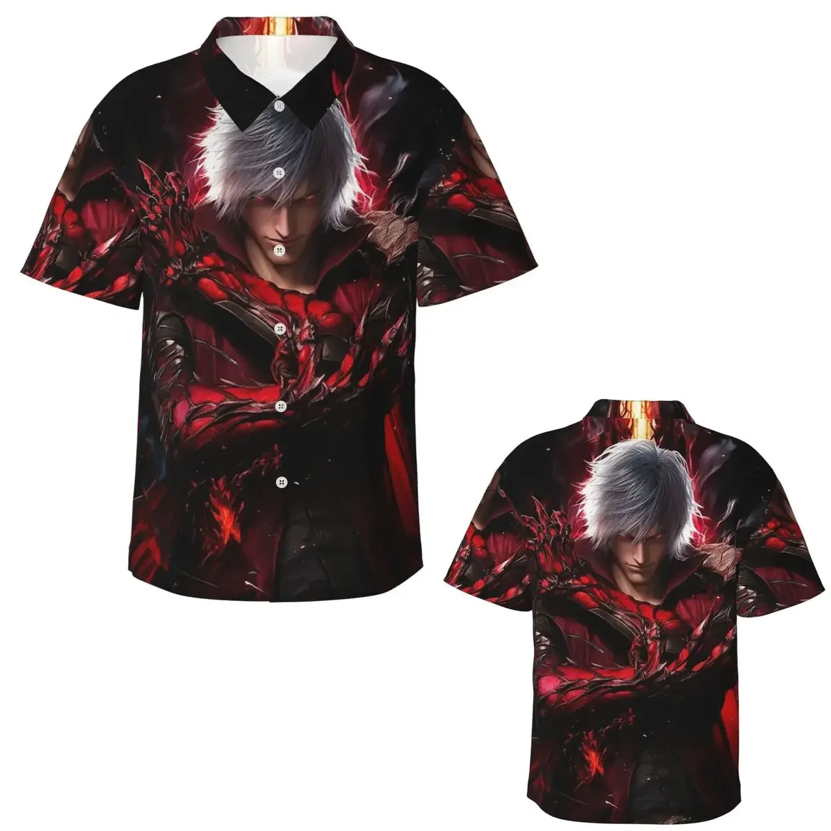 Devil May Cry Game Hawaiian Shirts Casual Men Short Sleeve Shirt for Summer Beach Men's Button Tops