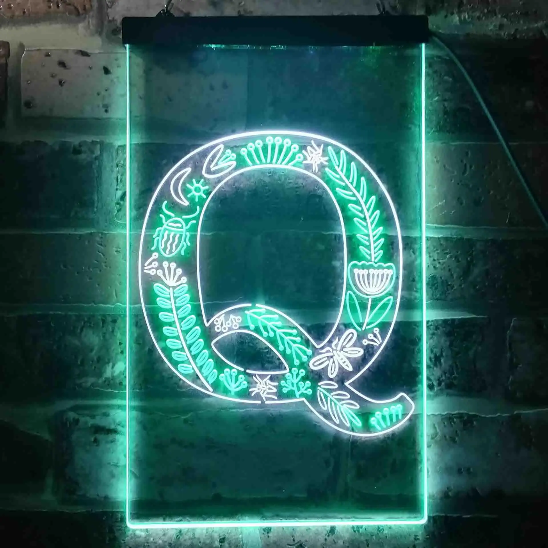 

Letter Q Initial Monogram Family Name Dual Color Led Neon Sign st6-i3454
