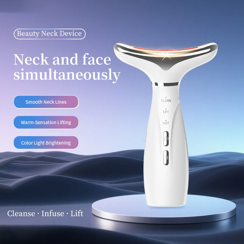 7 Colors LED Photon Microcurrent Reduce Double Chin Anti Wrinkle Remove Skin Care Tools Neck Face Lifting Beauty Device