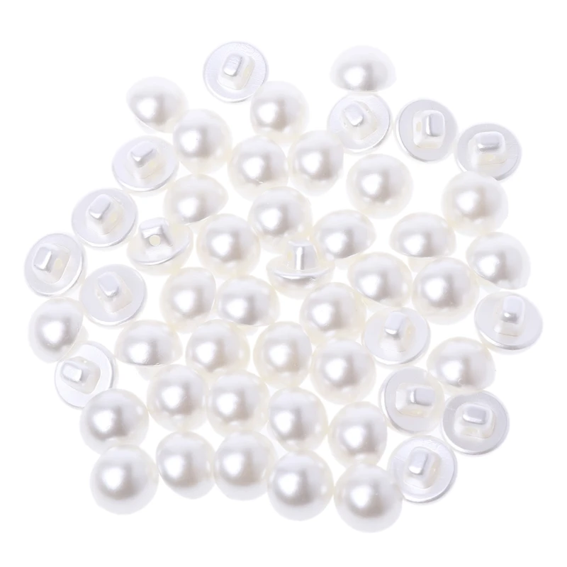 448B 50Pcs Faux Pearl Buttons Fit Sewing Scrapbook Backhole Sewing Crafts 10/11.5mm