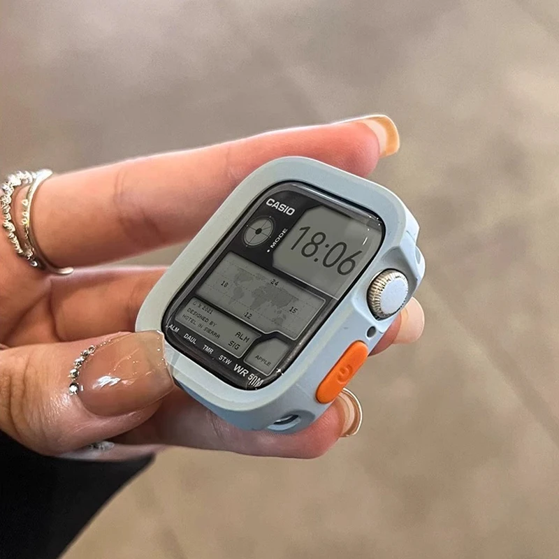 Мягкие силиконовые часы, похожие на Apple Watch 9 8 7 6 SE 5 Sport, противоударный матовый защитный чехол для iWatch 49 мм 41 мм 40 мм 44 мм 45 мм