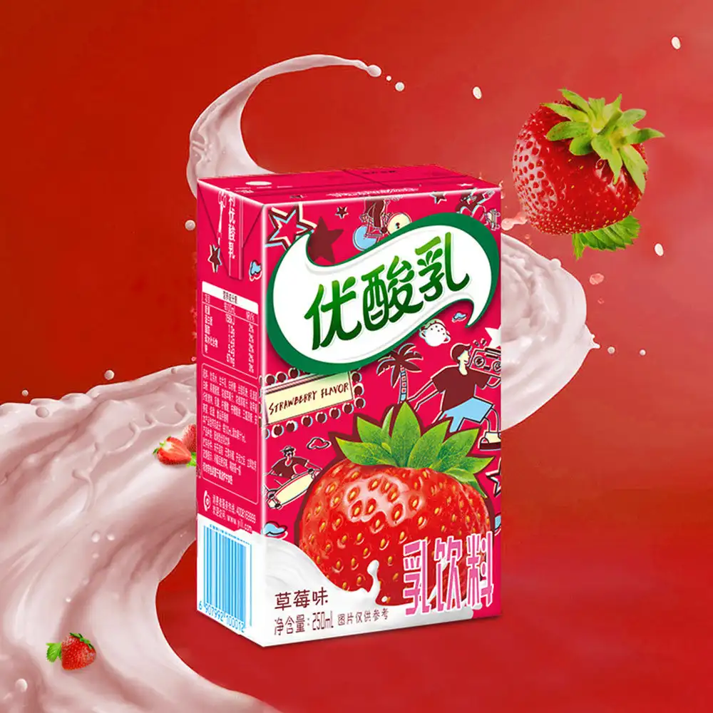 Yili-ストロベリーフレーバーヨグルトドリンク、250ml x 24