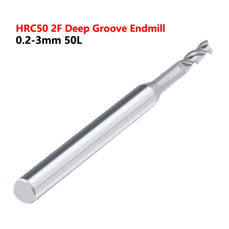 

OYYU HRC50 2 Flute Micro Diameter Deep Groove End Mills for Aluminum Tungsten Steel 0.2-3mm 50L Carbide Long Neck Endmills