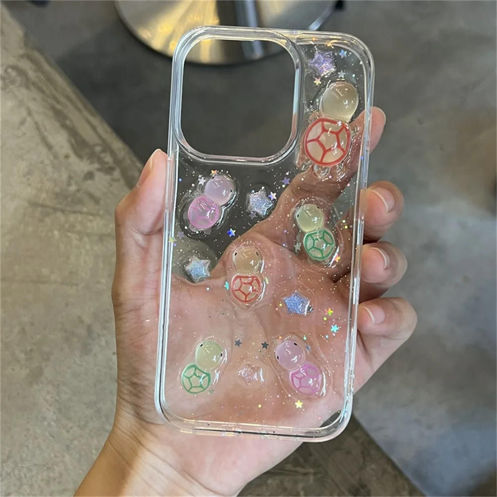 جراب هاتف شفاف من السلاحف الكرتونية المتوهجة في الظلام ، غطاء خلفي من السيليكون الناعم ، دمية ثلاثية الأبعاد لطيفة ، آيفون 16 ، 15 ، 13 ، 14 ، 12 ، 11 برو ماكس ، بلس
