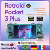 Retroid Pocket 3 Plus Handheld Game Console Retro Video Game Console 4G+128GB Portable Console 4.7Inch For Android 11 HD PS2 PSP