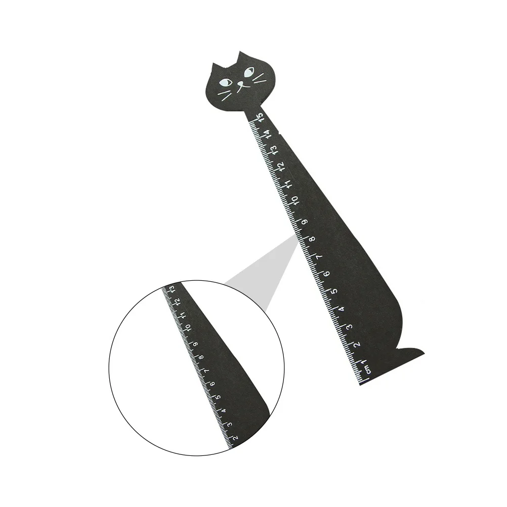 

6pcs Cat Shape Wooden Ruler Clear Accurate Scale For School Office Drawing Diy Learning Tool Stationery