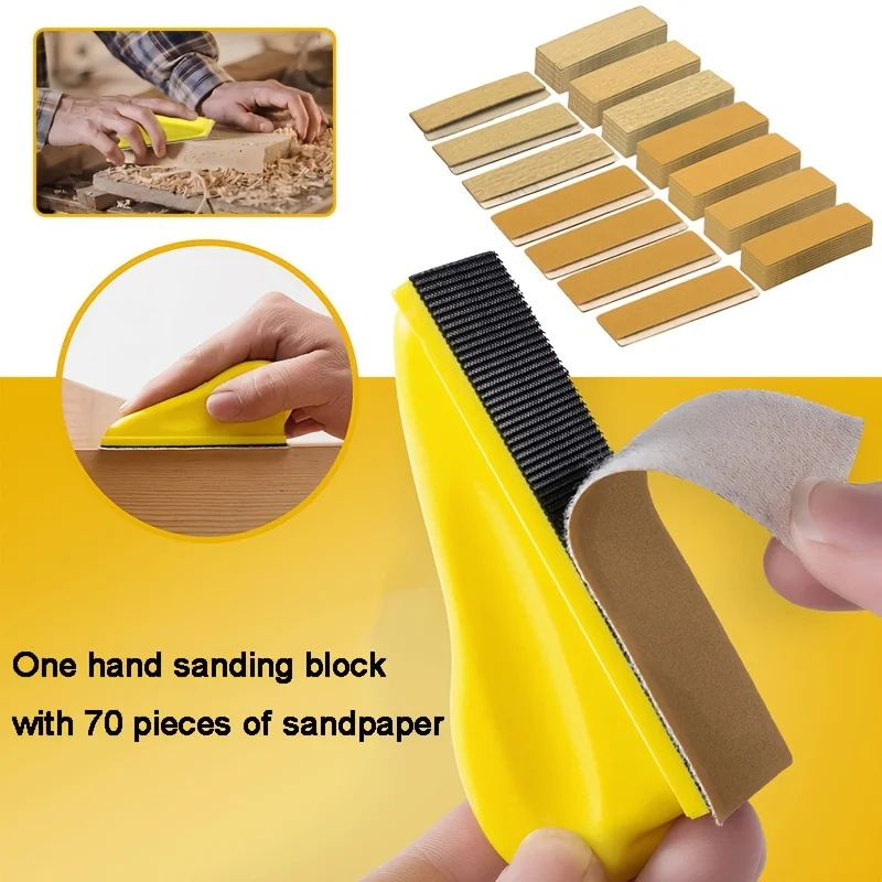 71Pcs Mini Sander Kits for Small Projects: 3.5'' X 1'' Detail Sanding Tools with Sandpaper, Grit 80-600 for Wood Crafts