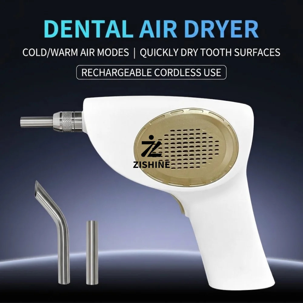 Dental Wireless Cold Hot Air Tooth Dryer Portable Teeth Drying Device With LED Light 38-42C Heating US EU Adapter