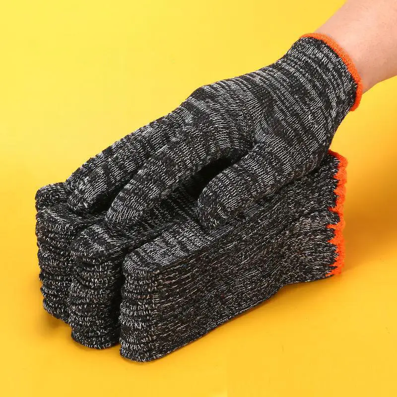 24 Pcs Protective Gloves Cotton Thread Gloves Work Thick Nylon Black Yarn Wear Resistant Cotton Thread Gloves