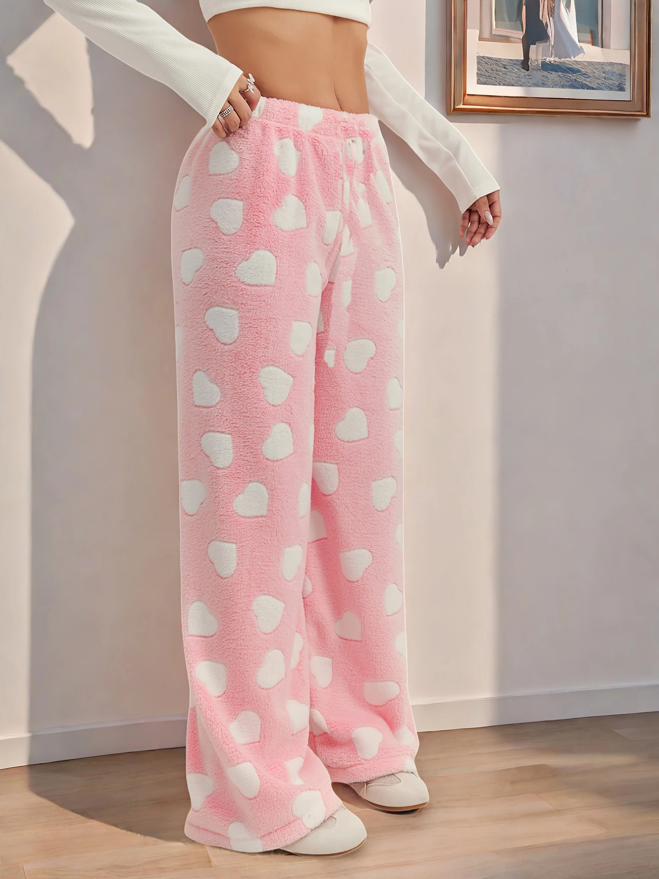 Cartoon schattig patroon flanellen pyjamabroek dames herfst en winter plus fluwelen warme casual homewear hoge kwaliteit graffiti broek