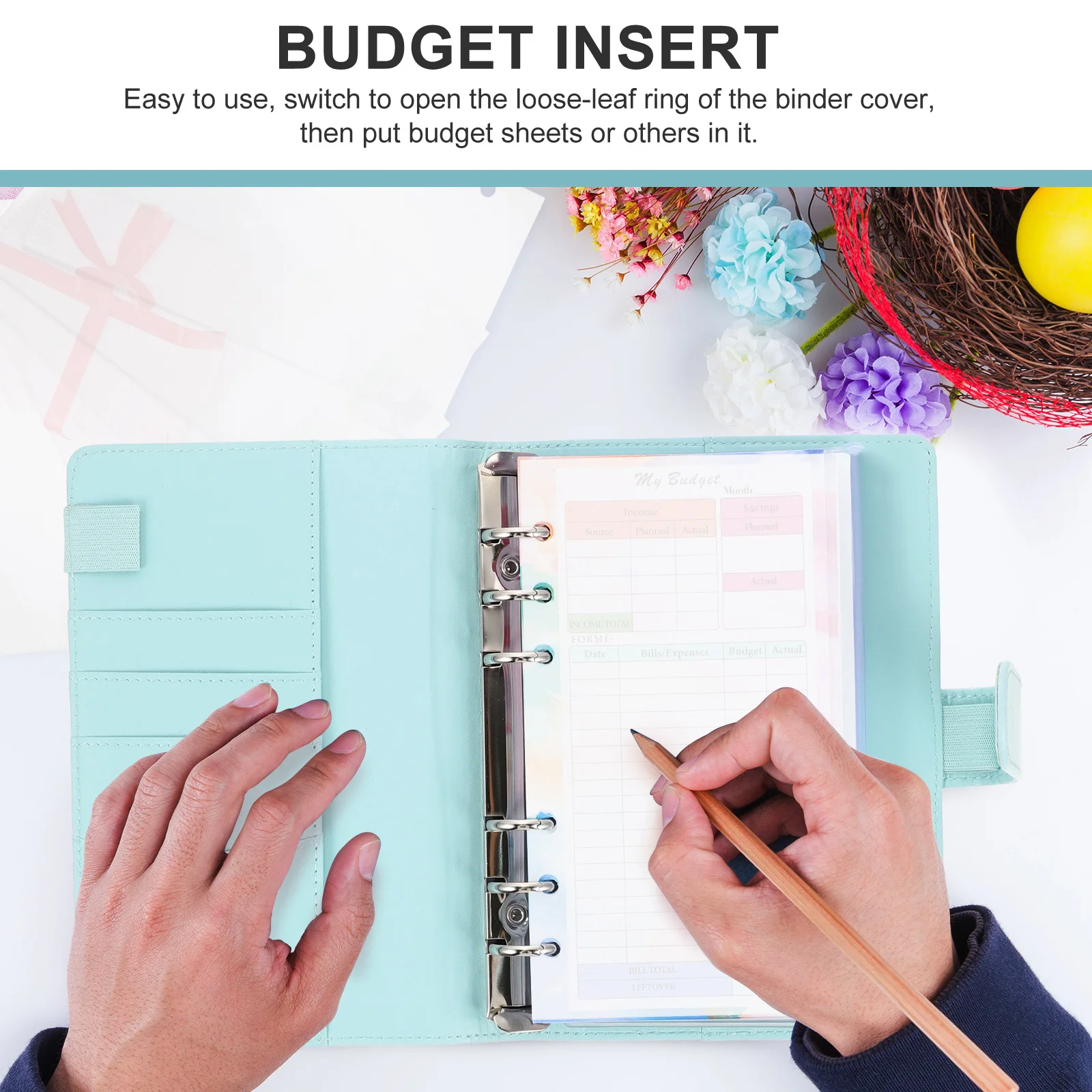 

5Pcs Budget Binder Pocket Inserts Portable Clear Loose Leaf Pockets for Budget Book Multi Use Storage Accessory