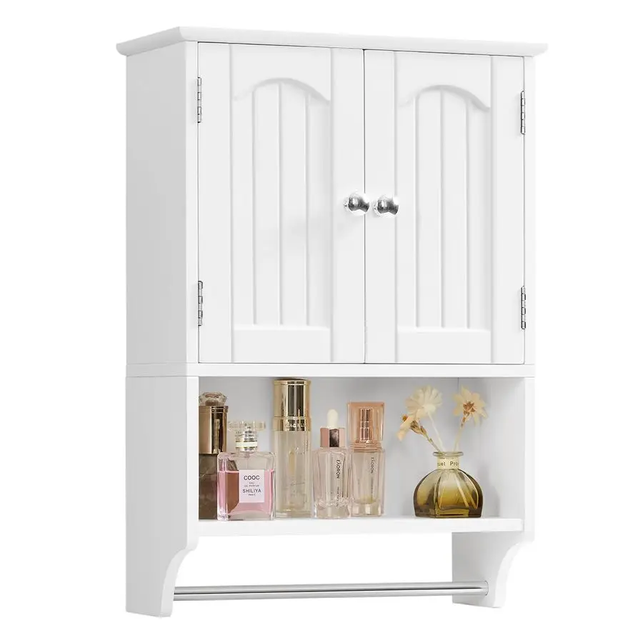

Bathroom Wall Cabinet with Adjustable Shelves and Towel Rack, Wall Mounted Over The Toilet Storage Cabinet for Bathroom, Living