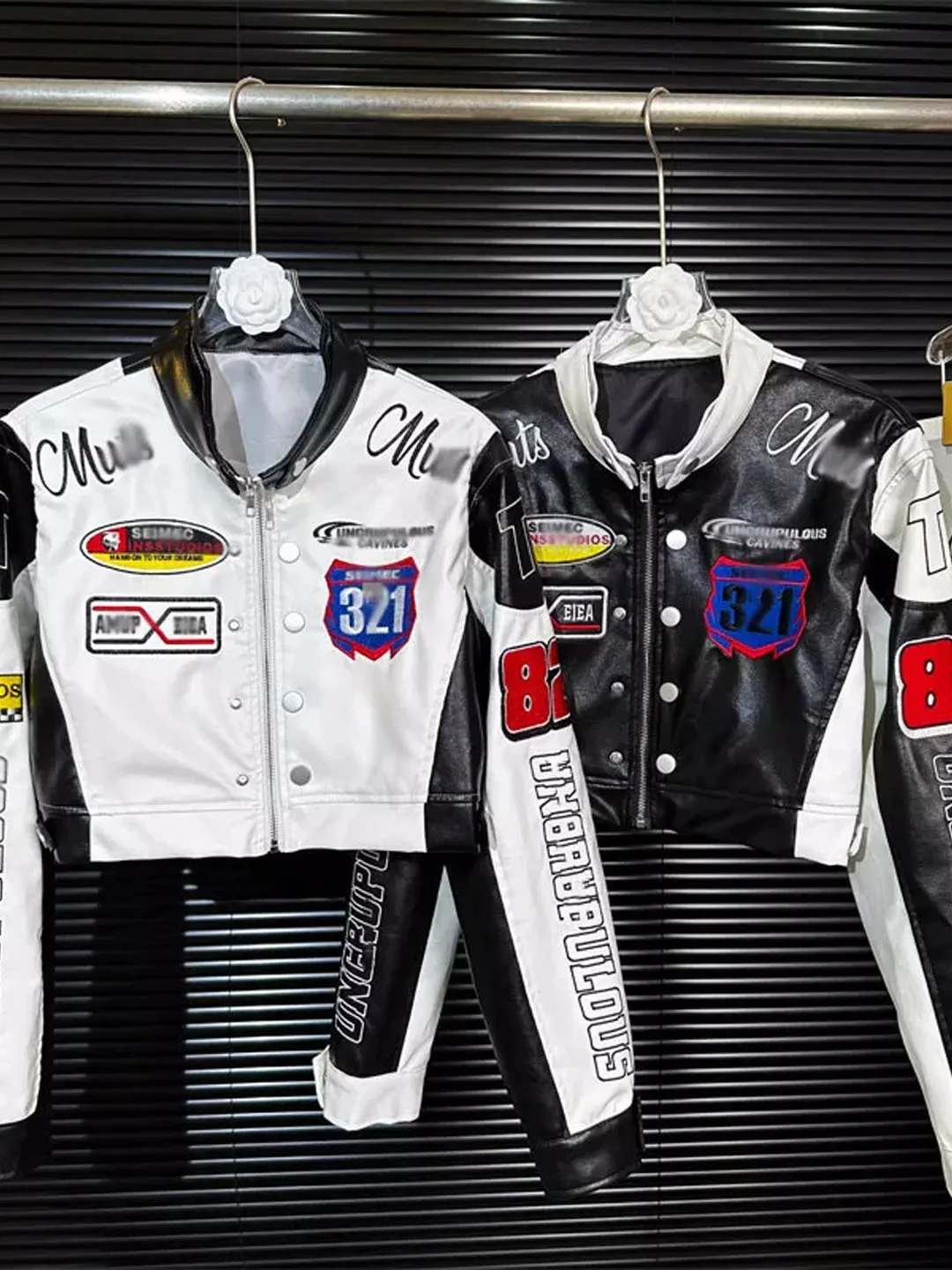Heavy Embroidery Leather Jacket Women's Fall New Style Motorcycle Baseball Vest Patch Label European American Style Fashionable