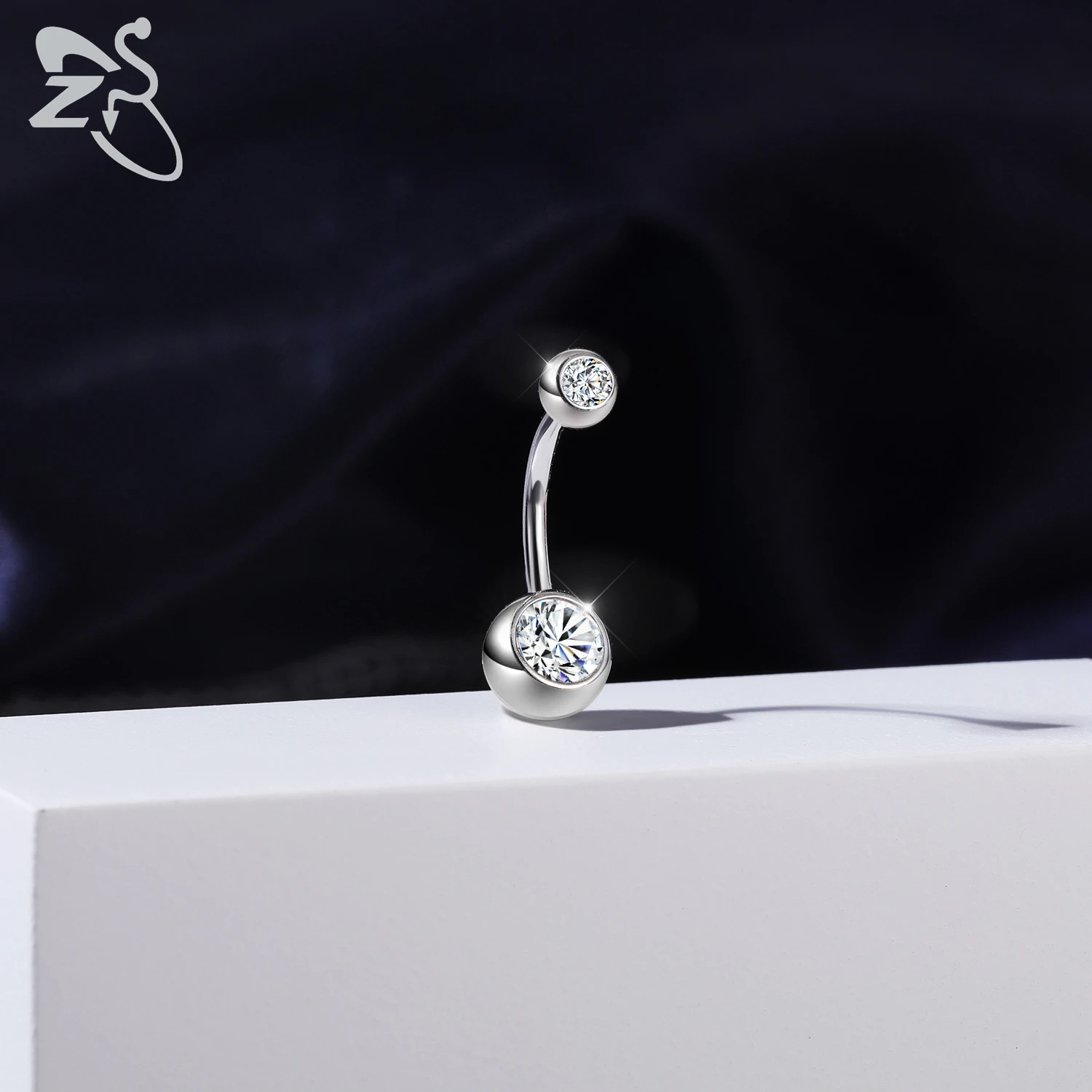 ZS 1 PC Nabelpiercing aus 925er-Sterlingsilber, goldfarben, umgekehrt gebogen, Bauchnabelringe, Kristallopal, Clicker, Nabelringe, 14/16 g – Detail 5