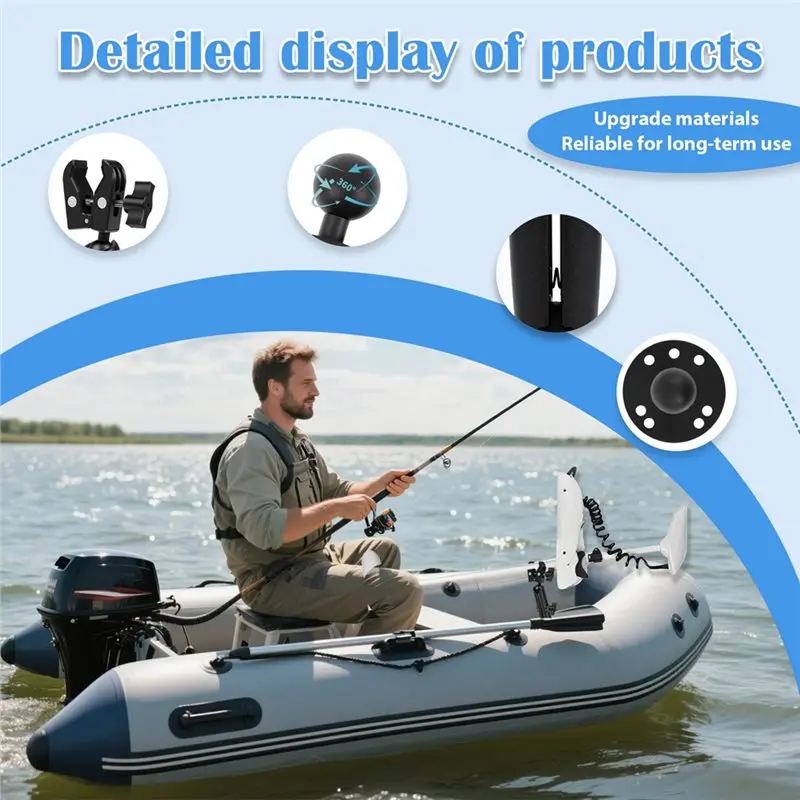 NEW-Trolling Motor Shaft Mount 360° Rotation Boat Stabilizer Reduces Bounce Fits 0.6