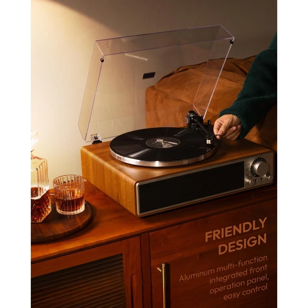 ترقية جديدة مشغل تسجيلات الفينيل الكل في واحد مع بلوتوث 5.4، مكبرات صوت مدمجة على القرص الدوار HiFi، فونو بريمب - جودة عالية #5