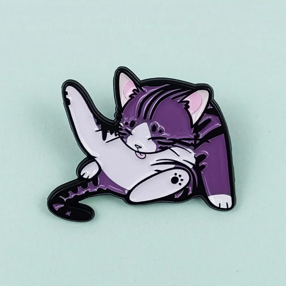 Abstract Parody Cat Cartoon Cat Brooch Badge Fun Animal Alloy Badge Casual Bag Creative Decoration Jewelry Accessories Pin
