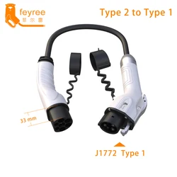 feyree Type 2 to J1772 Type 1 Charging Cable Adapter for EV Charging Station Electric Car EVSE Charger Plug 16A 3.5KW 32A 7KW