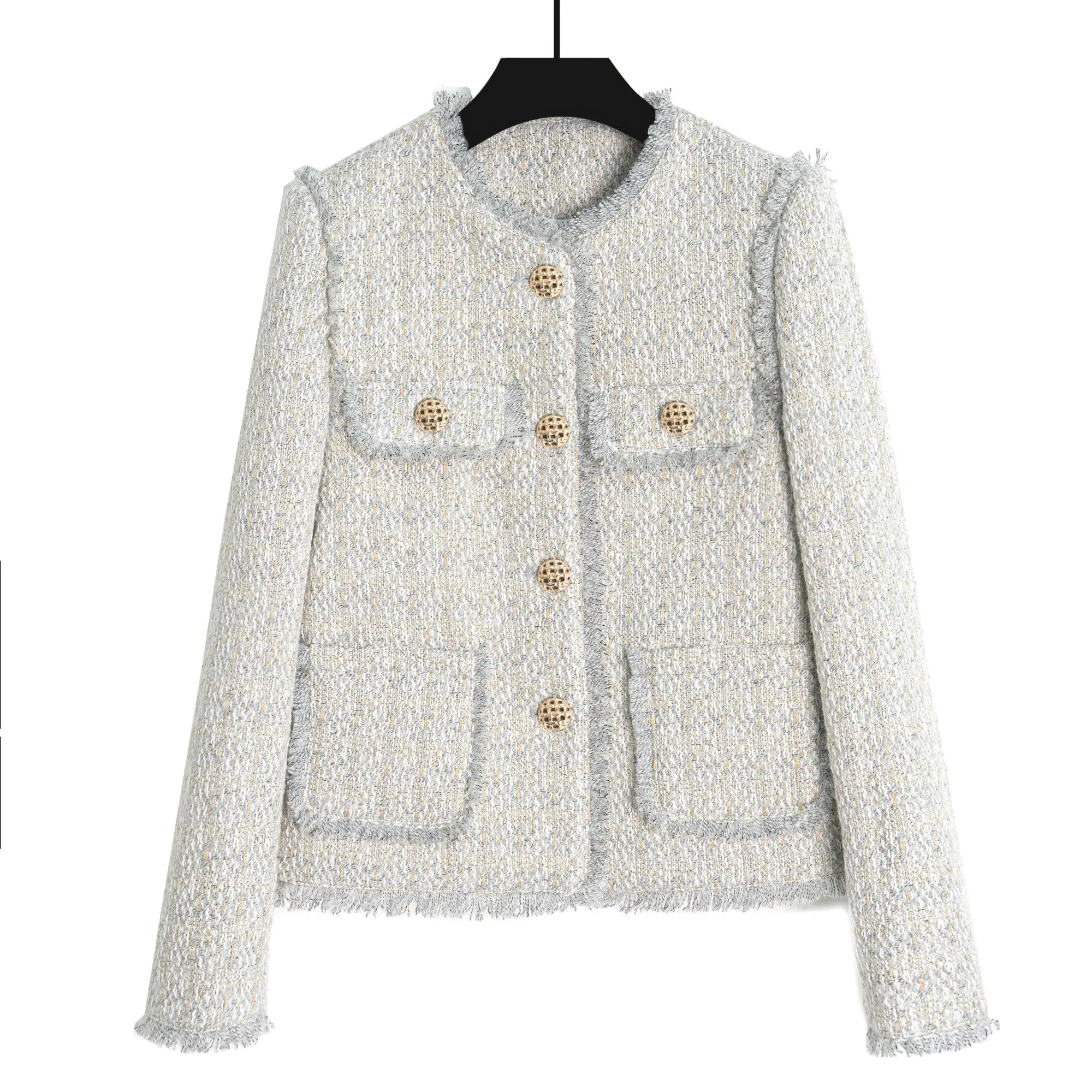 New Simple and stylish rough textured woolen top with rough and temperament Coats Jackets