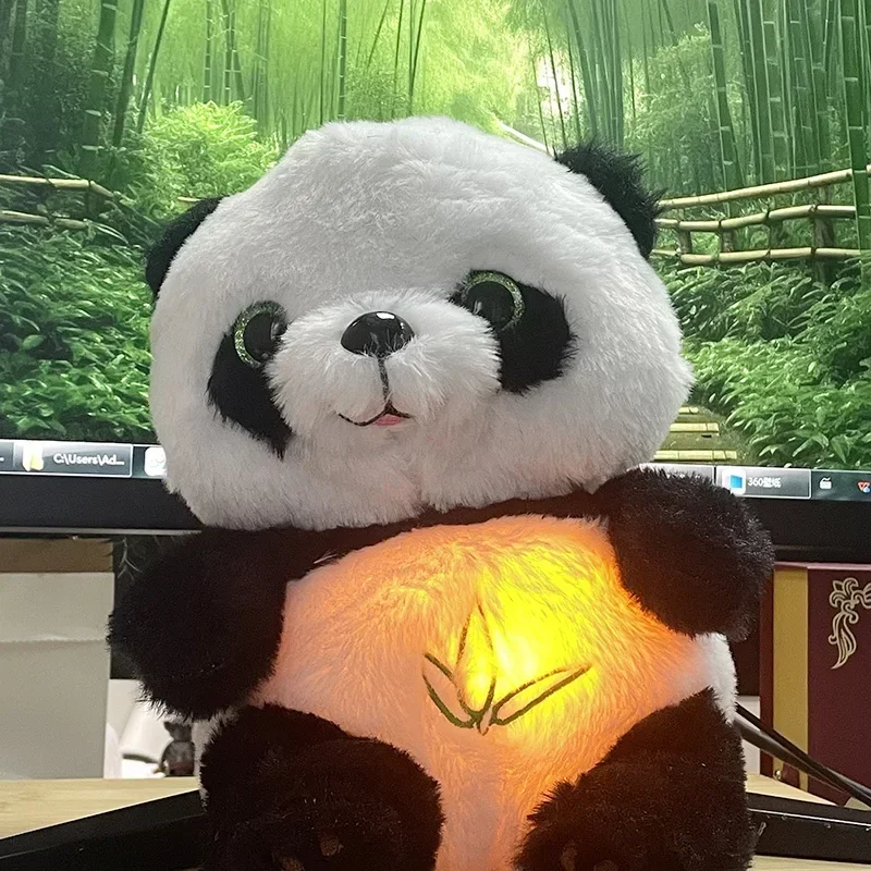 Panda respiratorio Bambino Lenitivo Peluche Bambola Giocattolo Bambino Bambini Musica lenitiva Compagno di sonno Giocattoli per bambole con suono e luce