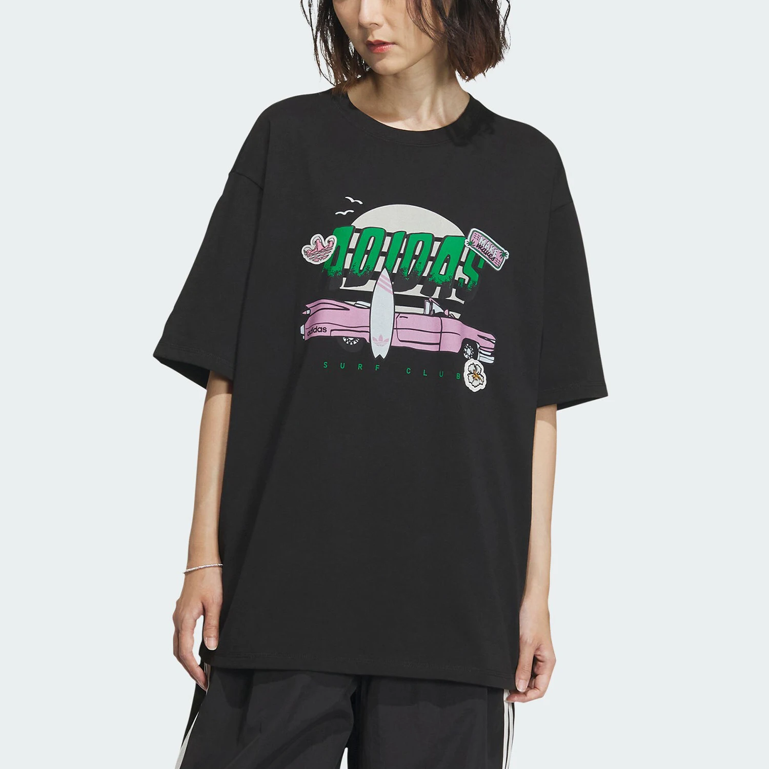 

Официальные оригинальные женские дышащие модные с круглым вырезом и короткими рукавами Adidas с принтом IW6297