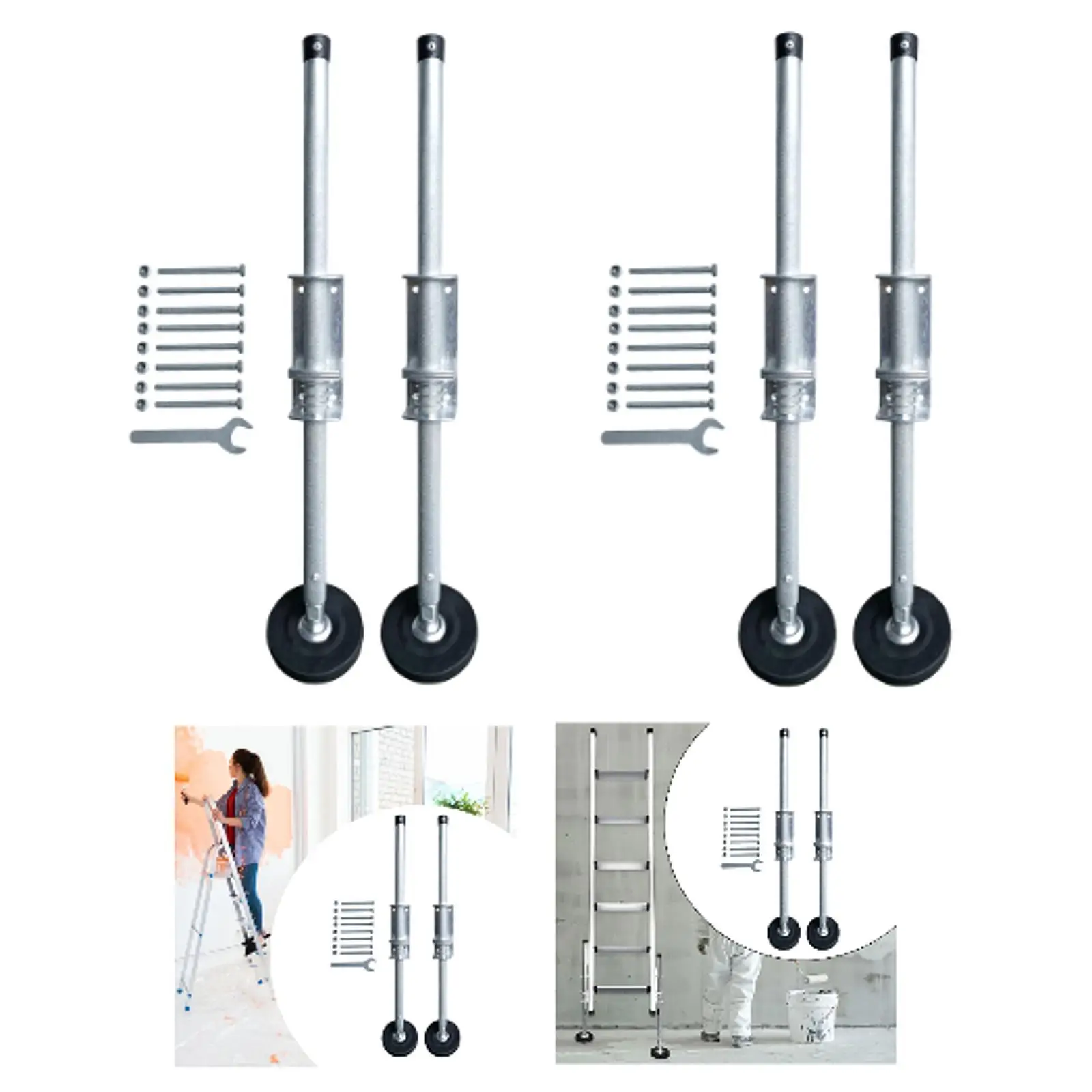 2Pcs Ladder Levelers,Extension Ladder Stabilizer Legs Step Ladder Accessories Tools Adjustable with Rubber Feet for Stairs