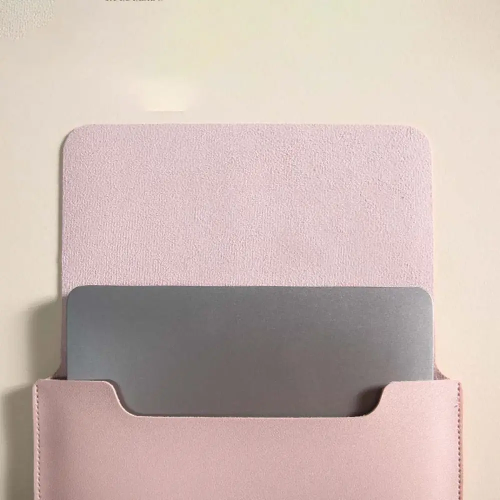 PU Leather 14 Inch Laptop Sleeve Bag Waterproof Adjustable Laptop Sleeve Case Stain-resistant Ultra-thin Laptop Stand Outdoor