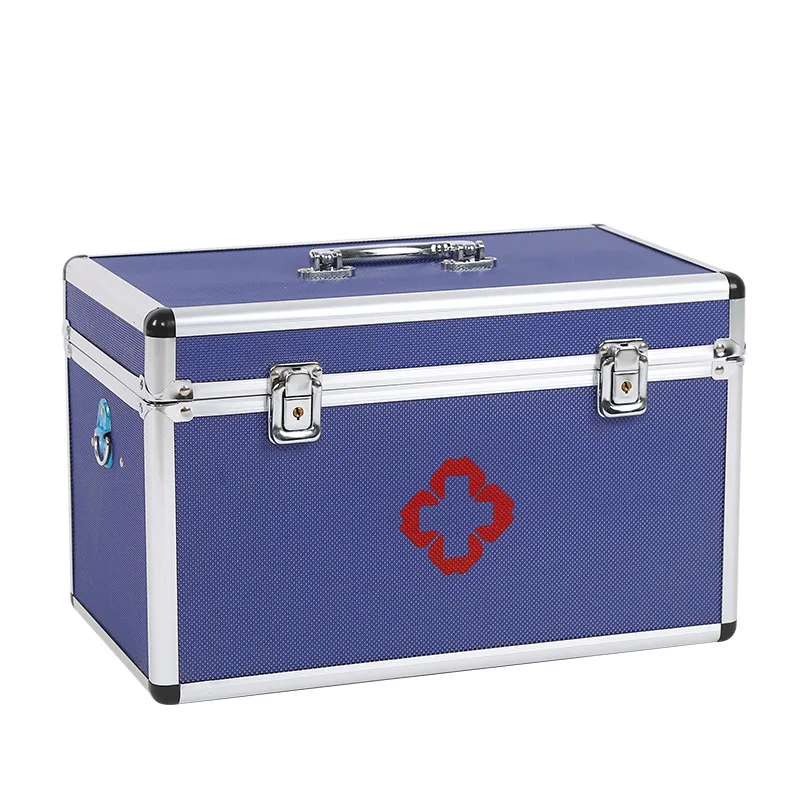 Caja médica de rescate de emergencia para el hogar, caja de almacenamiento bloqueable de aleación de aluminio, caja médica multicapa