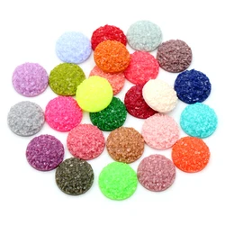 40pcs 8mm 10mm 12mm Multi-Colors Natural Ore Druzy Flat Back Resin Cabochons Dome For Bracelet Earrings DIY Jewelry Findings