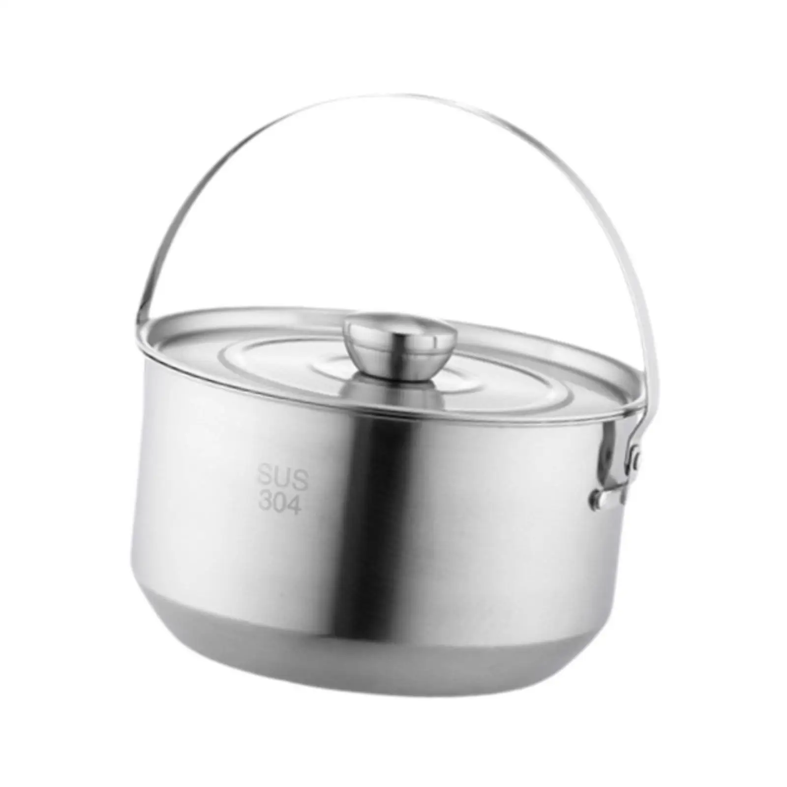 

Camping Hanging Pot Cooking Pot 4.5L with Lid for 6-8 People Stew Pot Kitchen