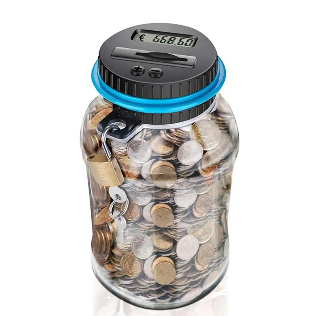 Digital Coin Money Box Home Small Size Counting Function Locked Security Saving Pot Coins Holding Container  Euro view 3