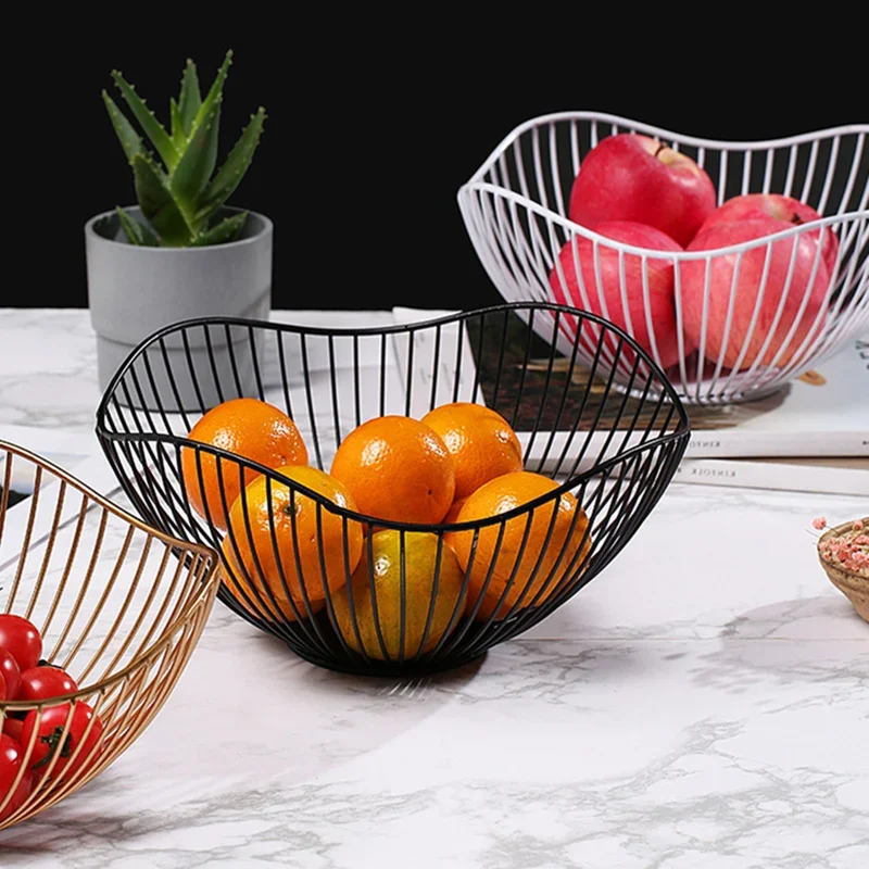 

Fruit Durable Metal Wire Bowl Nordic Style Iron Home Snac Bread Dining Table Indoor Cosmetic Storage Basket