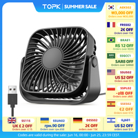 TOPK 4Inch USB Mini Portable Fan for Camping,3 Speeds Quiet Desk Table Personal Fan,360°Adjustment Standing Fans for Room Home