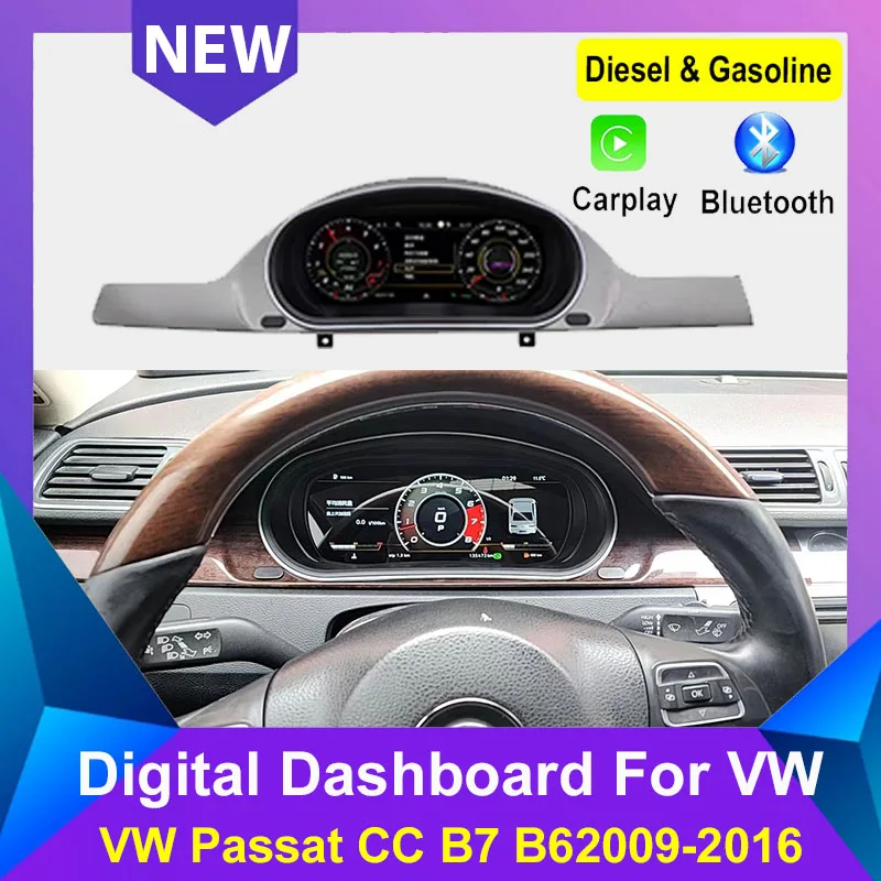 For Volkswagen Passat CC B6 B7 2009-2016 Latest Car LCD Digital Dashboard Panel Virtual Instrument Cluster Cock Speedometer