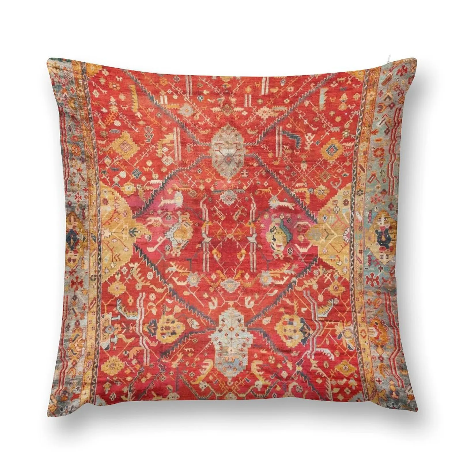 Antique Turkish Oushak Rug Print Throw Pillow Decorative Cushions For Luxury Sofa Anime pillow