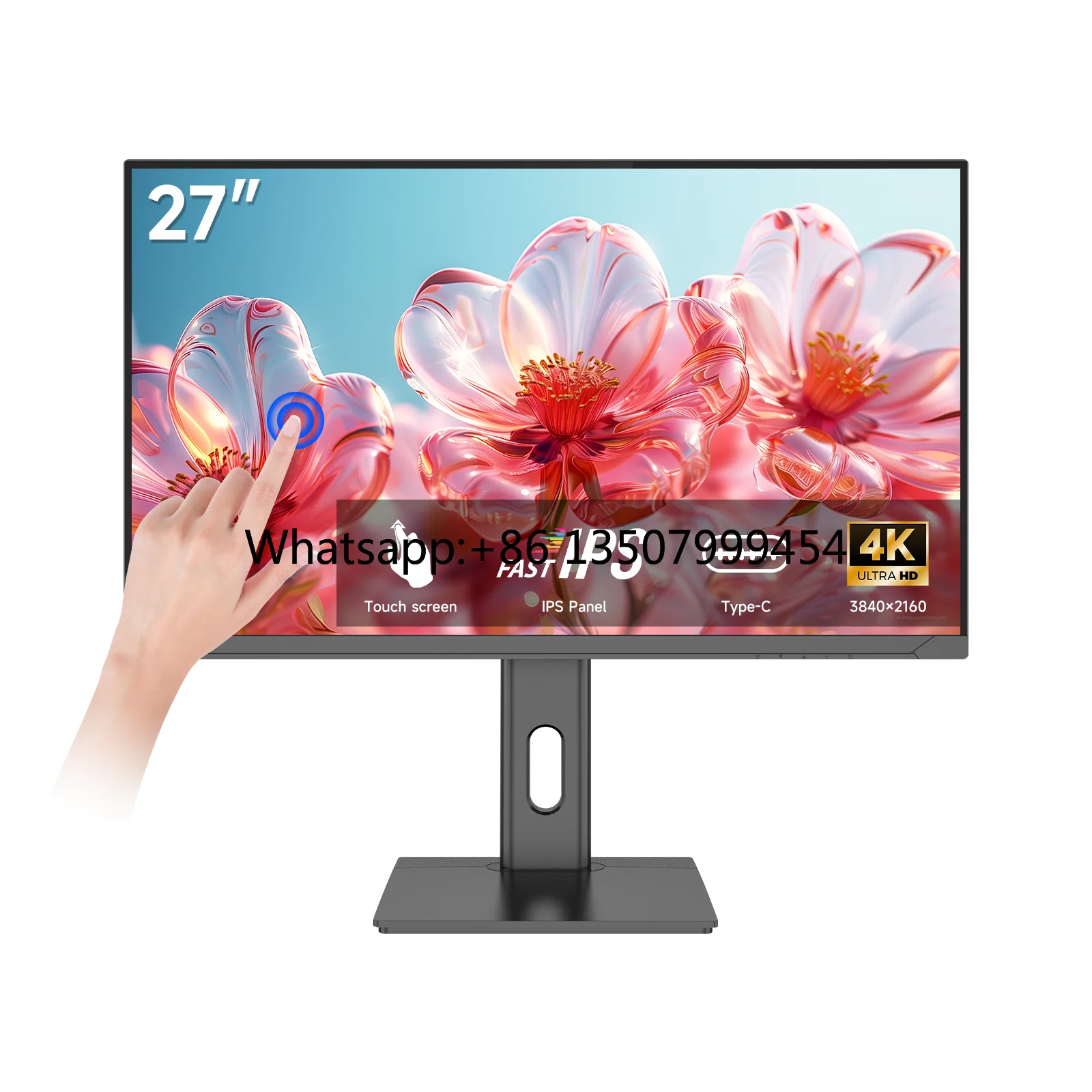 Monitor 27 Inch Touchscreen 4K 60Hz Fast IPS 10-point Capacitive Touch Screen Monitor with Type-c Ports and Lifting Base