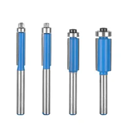 1pc/4pcs Set 6mm Shank Milling Cutter Flush Trim With Bearing Router Bit Wood Trimming Cutter Router Bits For Woodworking Blue