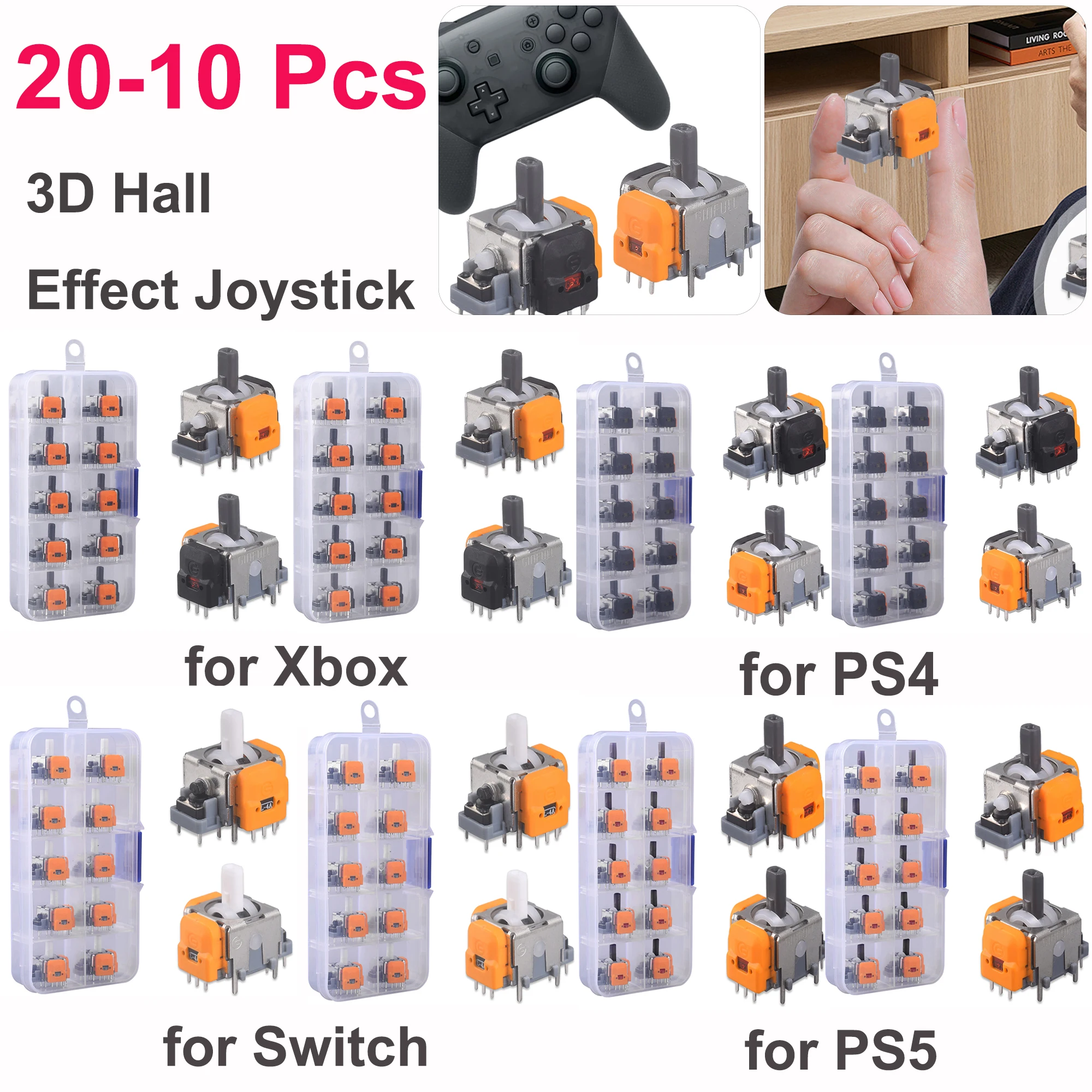 3D Hall Effect Joystick for Switch/XBOX/Ps4/PS5 Game Machine Mini Rocker High Precision Joystick Ergonomics Thumbsticks Modules