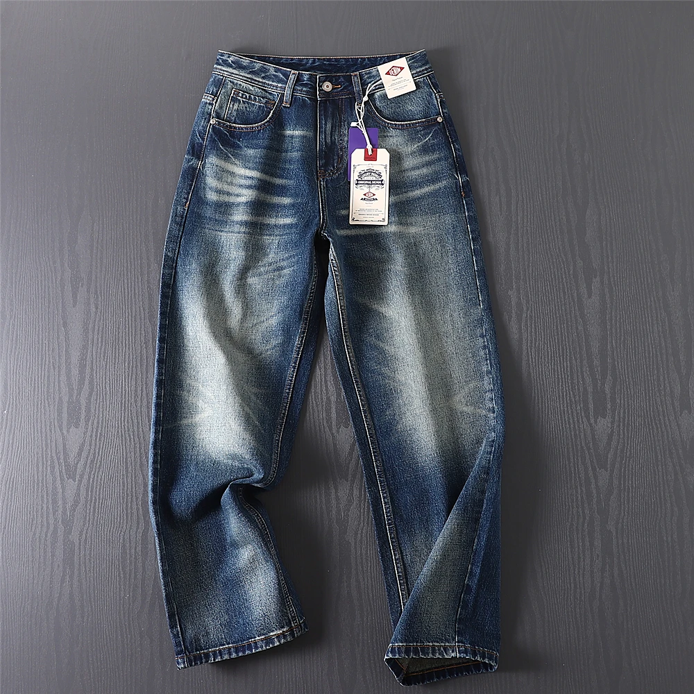 

American Sle Heavyweight Men's Jeans Loose Straight Leg Wide Leg Casual Spring Autumn New Retro Denim Pants Breathable Comf...