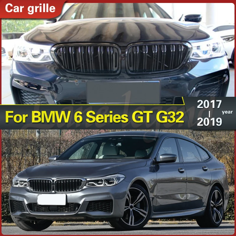 

1Pair Car Glossy Matte Black Front Kidney Grill Dual Line Slat for BMW 6 Series GT G32 630I 640I 640I 620D 640D XDrive 2017-2019