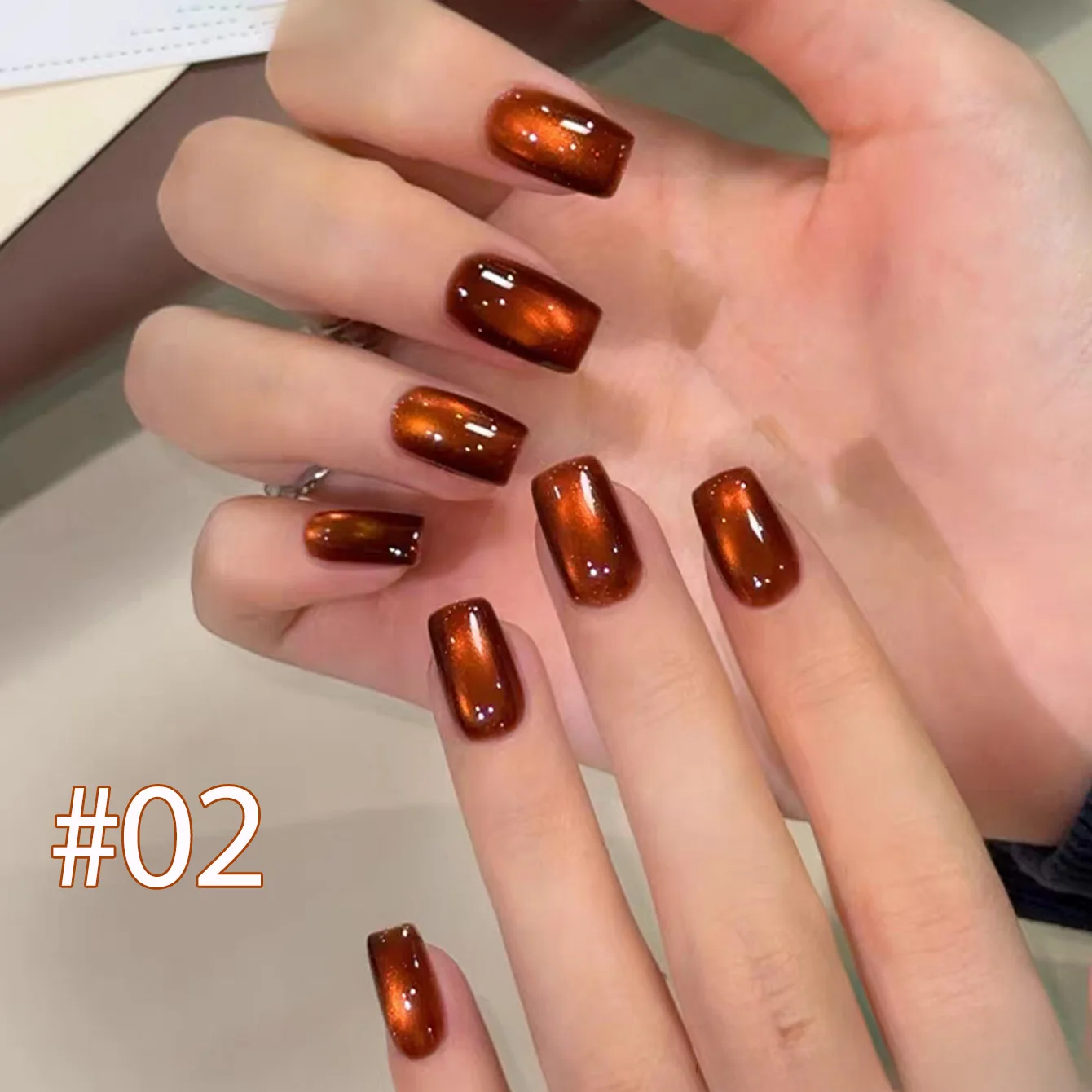 SHAKA 1 Stück Flash Braun-Orange Katzenauge Gel-Nagellack 2026 Aufhellender Super Heller Sonnenuntergang-Glanz Katzenauge Glasperlen Nagelkunst – Detail 4