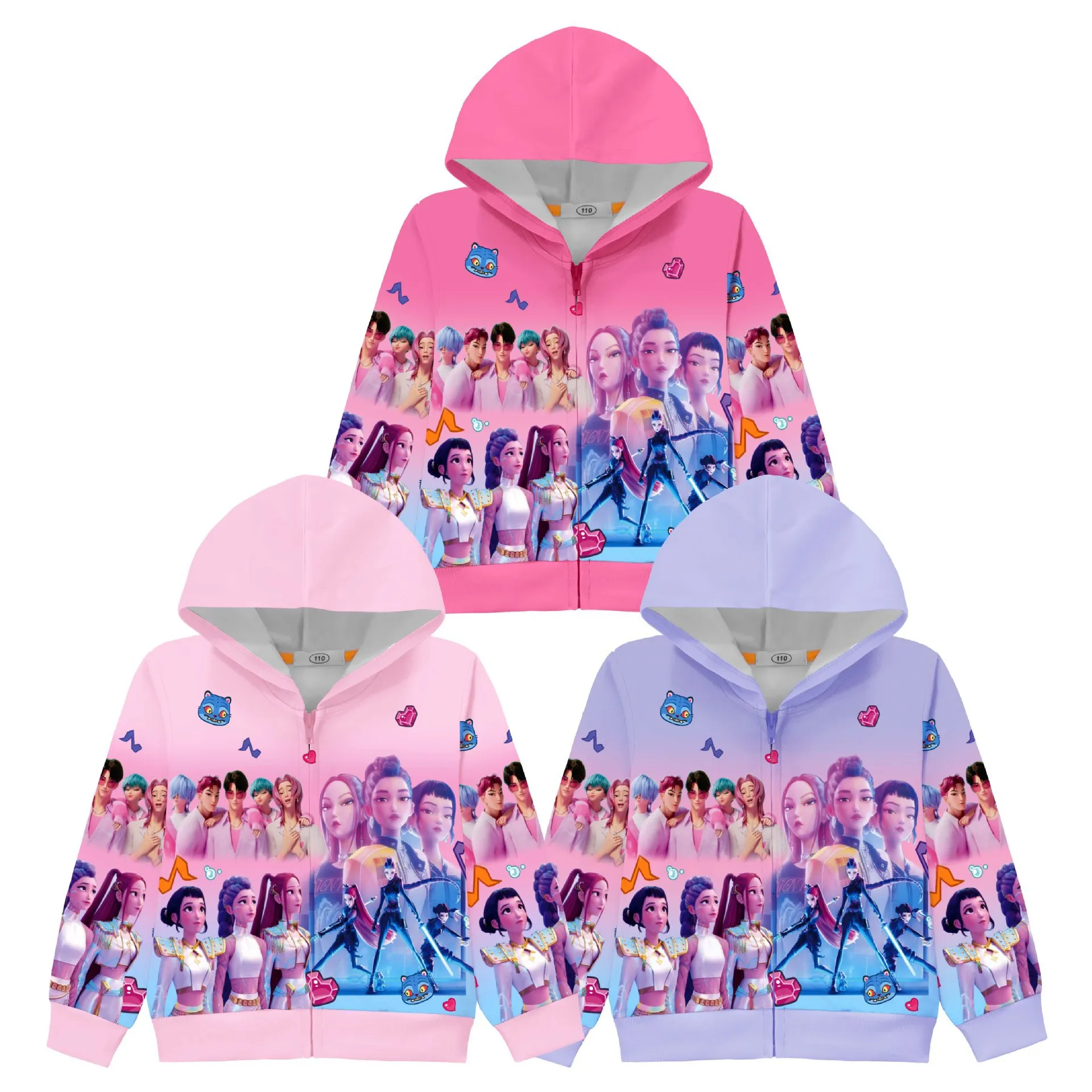 

KPop Demon Hunters Children Jacket Coat Girls Fashion Clothes Kids Autumn Thin Zipper Jacket Girl Birthday Gift Hooded Tops