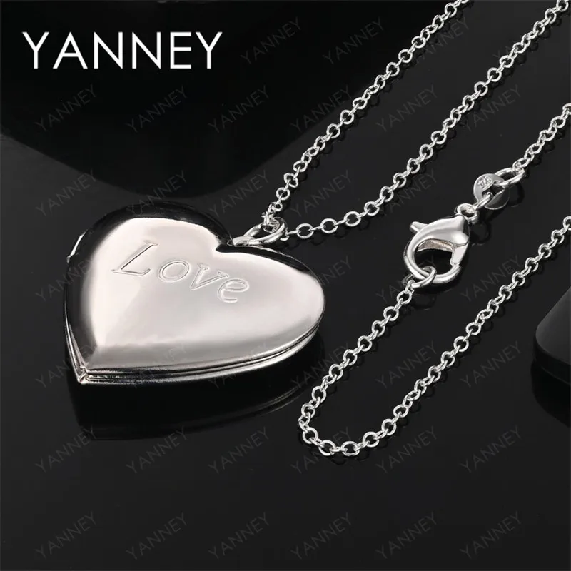 

925 Sterling Silver 16-30 Inch Fashion Love Heart Necklace Women Gift Elegant Party Wedding Luxury