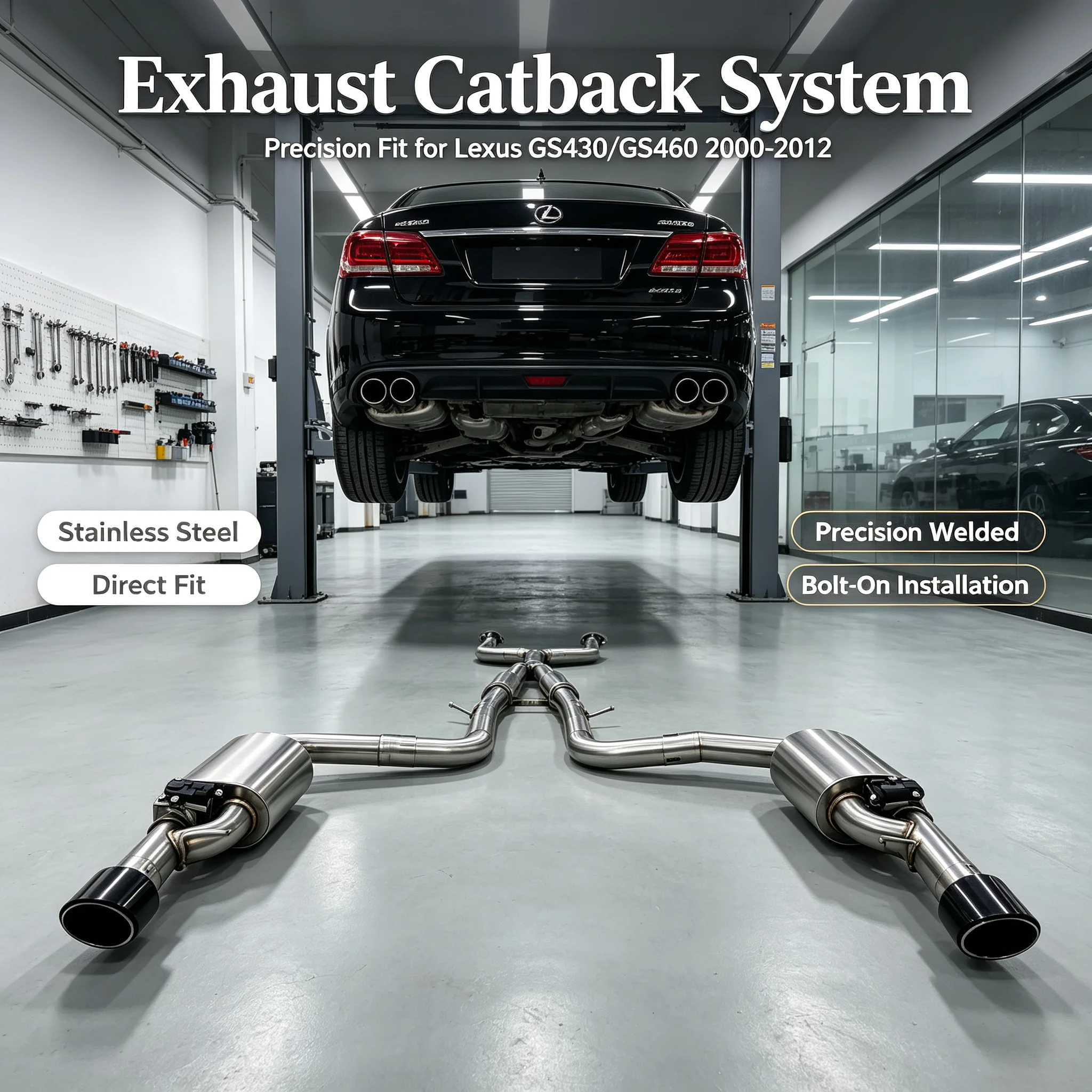 Stainless Steel Electronic Valved Cat Back Exhaust System for Lexus GS430 GS460 2000-2012 High Performance Racing Valve Exhaust