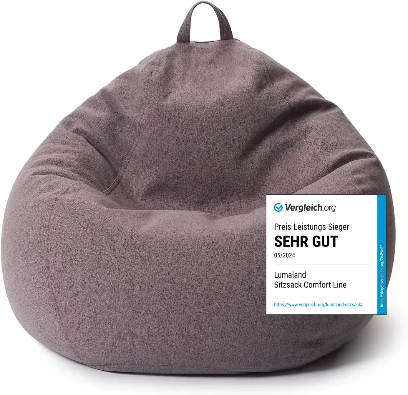 Lumaland Sitzsack Comfort Line |   Indoor Beanbag 80x90x50cm mit mehr als 1,5 Mio. angepassbare