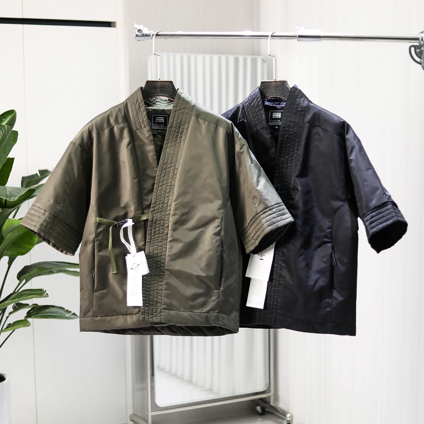 

Loose Fit Men's Cotton Jaet ort Sve V-Ne Layerable Thin Sle y Faion Autumn Winter Outerwear Casual Wear