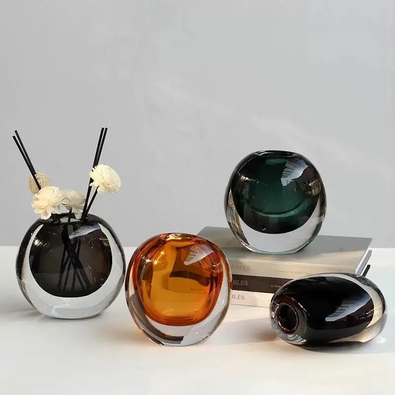 

2026 Crystal Glazed Flower Vase Handmade Mini Convenient Decoration Vase Modern Luxury Art Decor Vase Hotel Elegant Room Ornamen