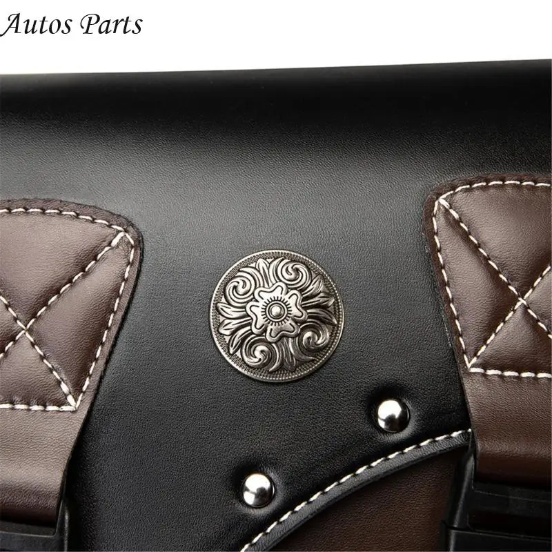 

57BA PU Leather Motorcycle Saddlebags with Easy Installation Waterproof for Bike